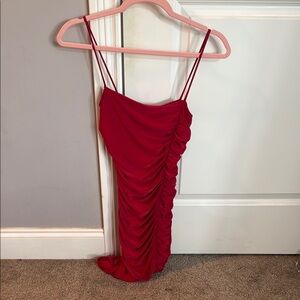 Elegant Red Ruched Dress
